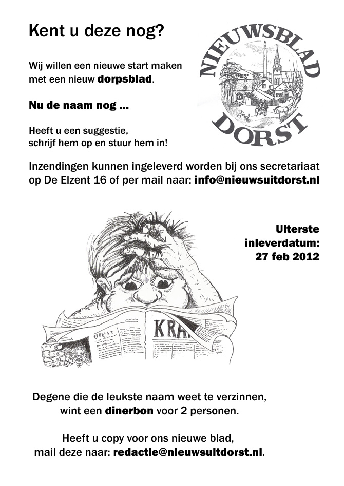 Nieuw start en Naam nieuwsblad Dorst